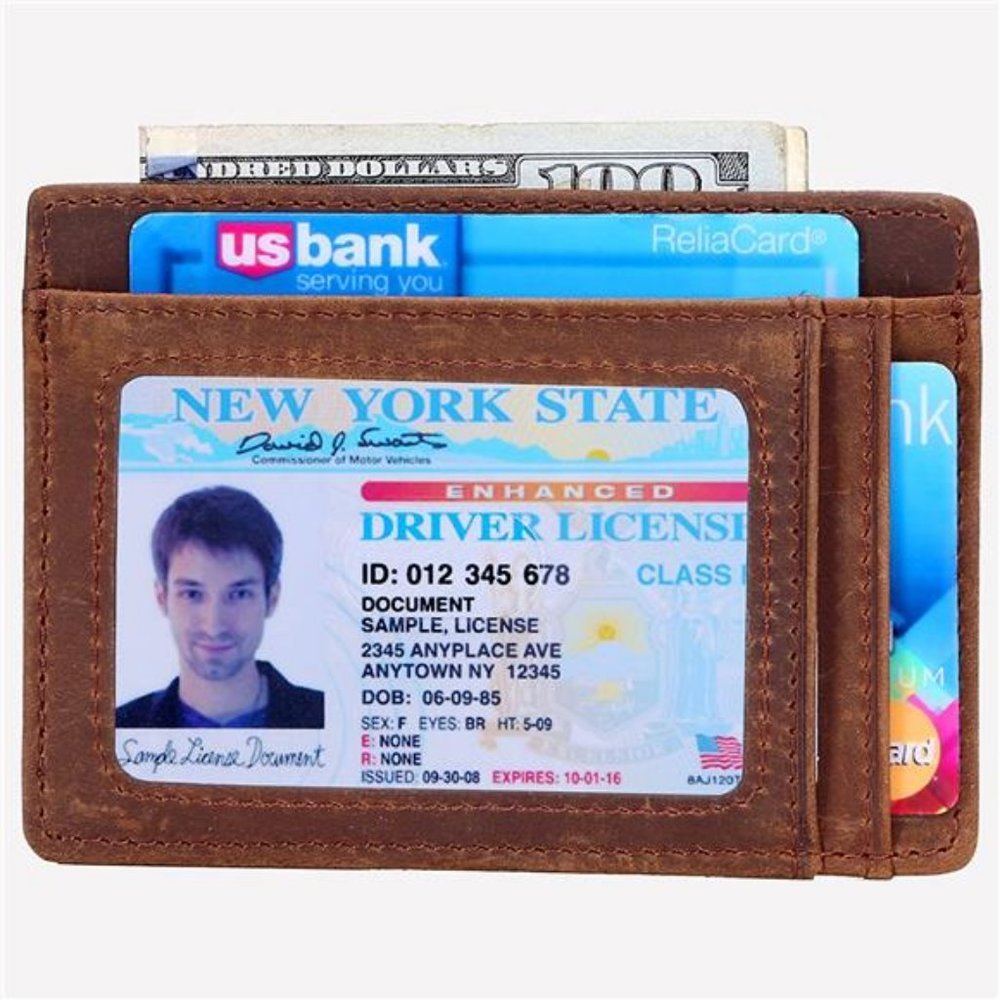 Slim Minimalist Leather RFID Front Pocket Wallet Thin Credit Card Holder Men